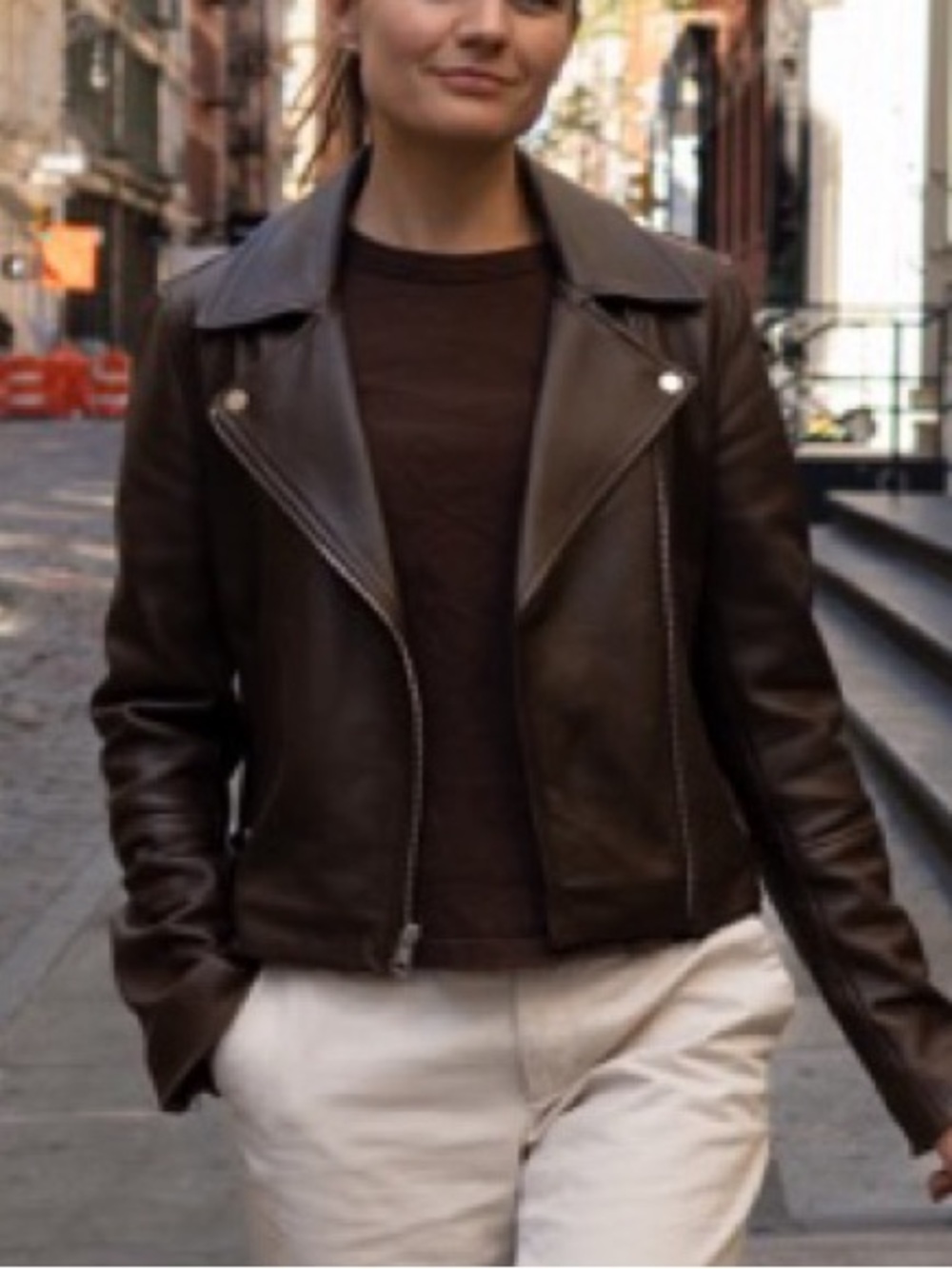 Theory new moto leather jacket DARK REDWOOD grain leather 2 Brown Leather Moto
